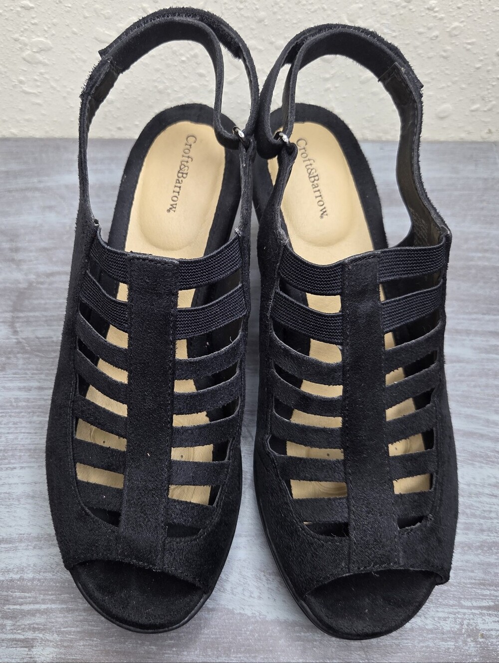 Croft & Barrow Black Women's Slingback Caged Sandals Size 7.5
